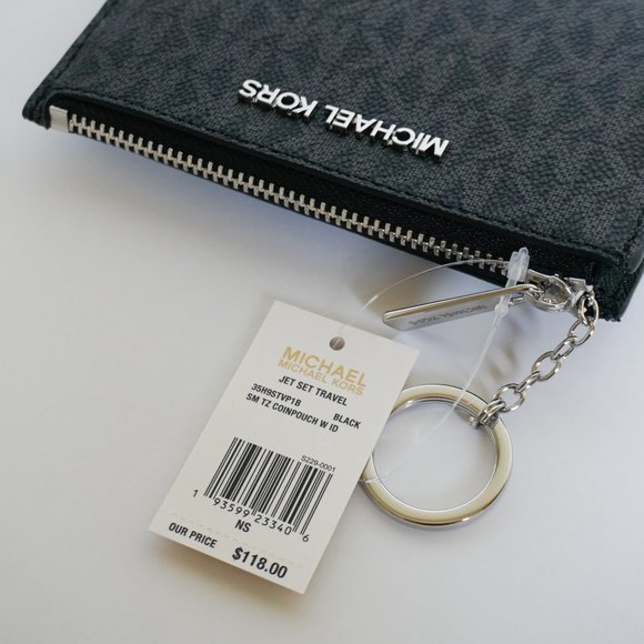 Michael Kors JST S Coin Pouch ID Wallet MK Black - Picture 8 of 8